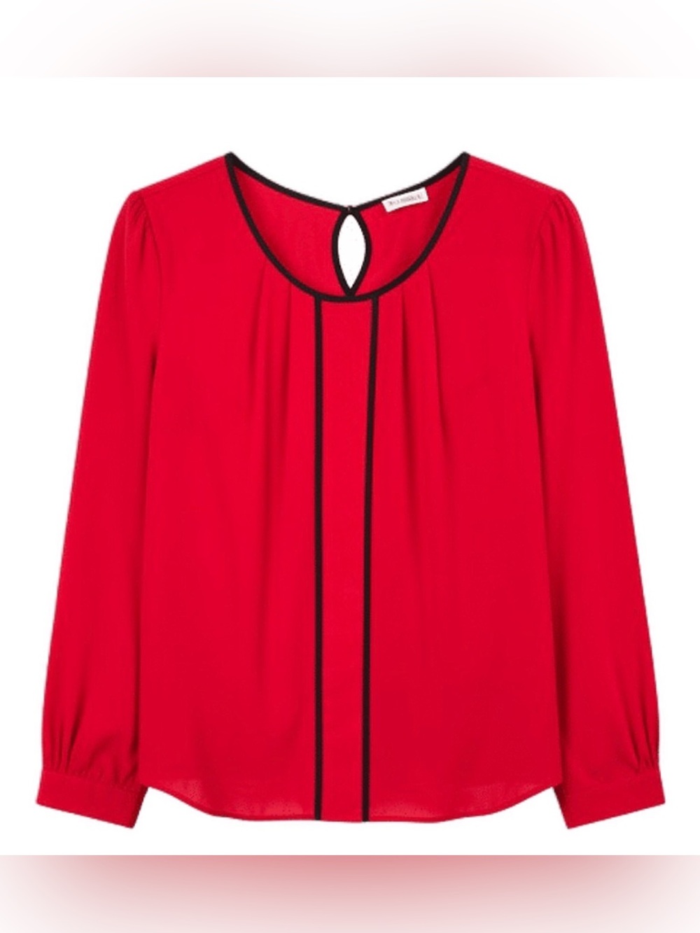 Calvin Klein Crimson Red Blouse with Black Piping